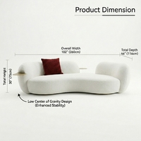 Canapé Courbé Moderne Minimaliste en Bouclé de Qualité Supérieure, Style Nordique Créatif, avec Fauteuil à Plateau Métallique pour Salon et Villa – Offre Spéciale