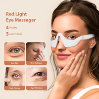 Herramienta para el Cuidado de los Ojos, 4 Modos, Control de Tiempo Automático de 10 Minutos, Luz Roja LED Antiarrugas y Masajeador de Bolsas para los Ojos con Microcorriente y Gafas
