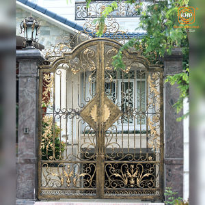 Modélisation 3D, fer forgé massif, style moderne classique, portail à double battant en fer forgé de luxe, entrée de villa - Product Image 5