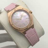 Montre pour femme, mode, diamant, haut de gamme, acier inoxydable 316L, mouvement japonais, cadran personnalisé en nacre, bracelet en cuir, montre pour femme