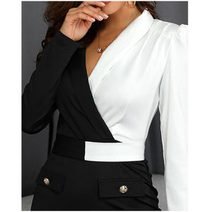 ชุดเดรส Falllady สำหรับสาวออฟฟิศ,ชุดกระโปรงแฟชั่นแขนยาวทรงเพื่อนเจ้าสาวสีพื้นสำหรับใส่ทำงานฤดูใบไม้ผลิ - Product Image 5