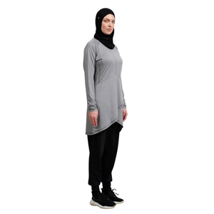 Breathable Essential <b>Modest</b> Training Tops Ice Green Regular Fit Layer-Free Quick Dry Fabric Women's Polyester/Cotton Sportswear - Product Image 4