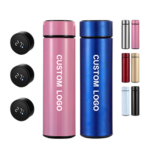 Thermos à eau noir personnalisé avec logo 500 ml, vaisselle intelligente rose pour le voyage, la maison et l'extérieur, mugs en acier inoxydable 304, flacons isothermes classiques - Product Image 1