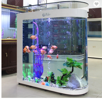 Personnalisé grand cube transparent acrylique aquarium aquarium avec lampe verre balle avant eau salée aquarium aquarium