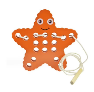 Jouet <span class=keywords><strong>en</strong></span> <span class=keywords><strong>bois</strong></span> <span class=keywords><strong>en</strong></span> forme d'étoile de mer à enfiler, jeu de fil pour enfants d'âge préscolaire - Product Image 6