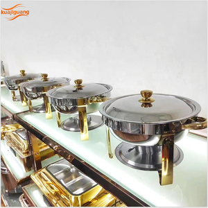 Ensemble de réchauds ronds en acier inoxydable pour traiteur, service de buffet - Product Image 1
