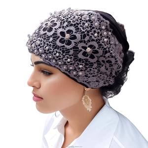 Multicolor African-style lace breathable eco-friendly headscarf <b>hat</b>, fashionable floral Muslim cap for women, universal - Product Image 2