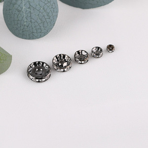 Gunmetal Rhinestone Beaded Loose Beads 4MM 5MM 6MM 8MM 10MM 12MM Round <b>Spacer</b> Beads For Jewelry Making DIY Bracelet Necklace - Product Image 2