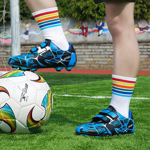Chaussures de football pour enfants, bande magique, tige synthétique, semelle extérieure en caoutchouc, crampons TF, entraînement sportif printemps garçons - Product Image 2