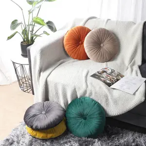 High quality Pumpkin cushion Nordic round tatami mats bay window pad home decors pure color soft velvet cushion