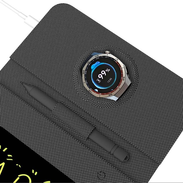 Anfuyou factory U39 Foldable PU handwriting notepad Smart phone watch earbuds 15W Fast Wireless Charger Mouse Pad
