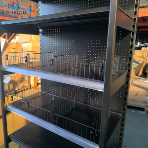 Black Supermarket Shelf <strong>Metal</strong> <strong>Pegboard</strong> Wall Mount Storage Steel Shelf for Shop - Product Image 2