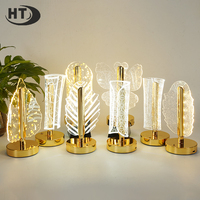 Lámpara de Mesa LED de Cristal de Lujo para Dormitorio, Comedor, Sala de Estar, Hotel, con Luz Nocturna Ambiental Táctil USB Energizada, Venta al por Mayor