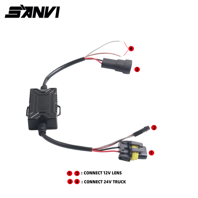 SANVI New Voltage Converter Input 24V Output 12V Car Accessory Car Truck Conversion Universal for Bi Led HID Projector Lens