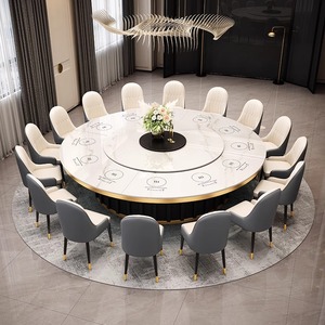 <span class=keywords><strong>Tavolo</strong></span> da Pranzo di Lusso in Acciaio e Pietra con Piatto Girevole Elettrico e Piano Cottura a Induzione, Pieghevole per 8 Persone, per Casa, Hotel e Villa - Product Image 4