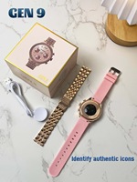 Reloj inteligente de pantalla redonda dorada GEN9 para mujer, relojes inteligentes BT impermeables, reloj con monitor de presión arterial y Frecuencia Cardíaca para niña