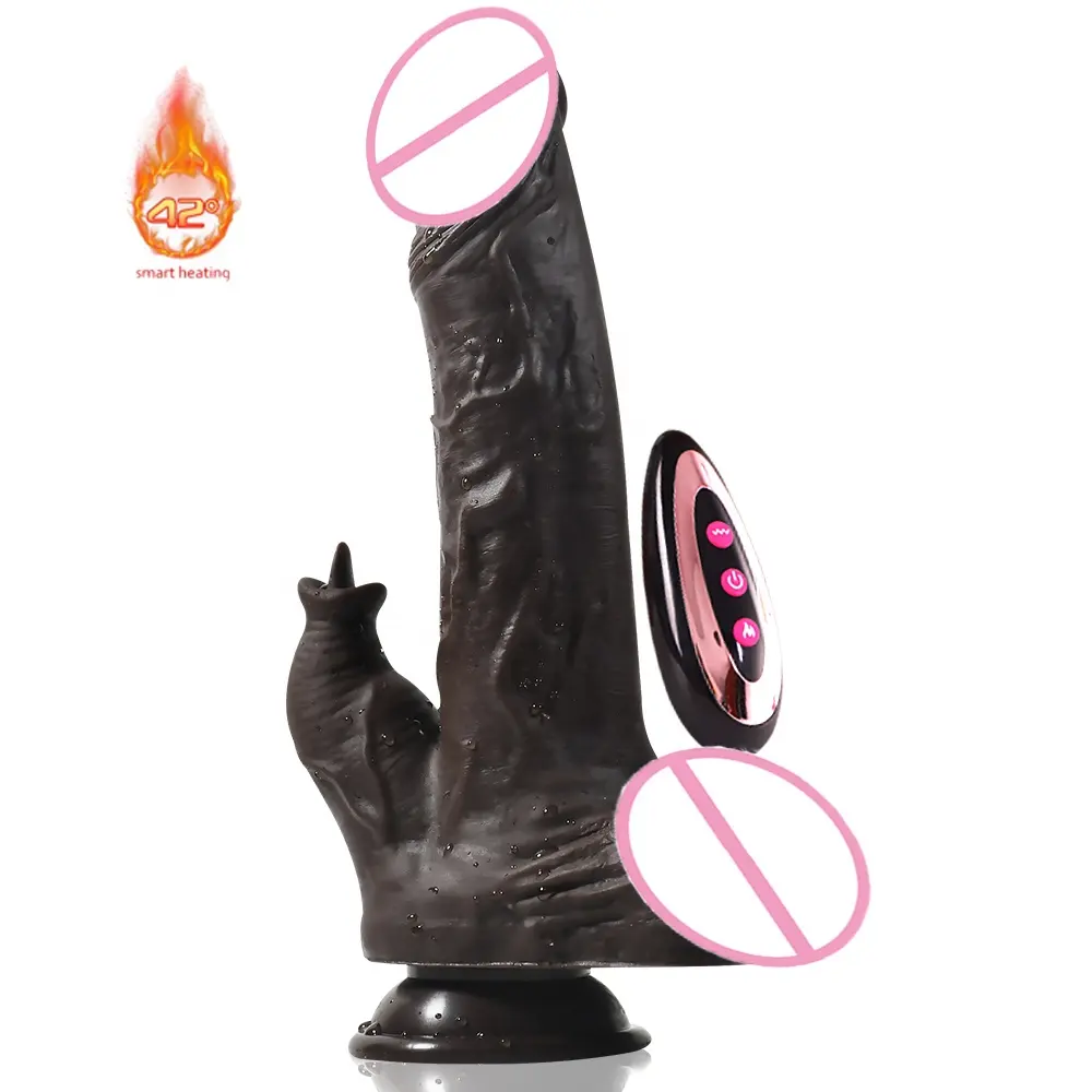 Fabrik brauner Vibrator Dildo für Damen Erwärmen Leck stoßen realistisches Penis Sexspielzeug künstlicher Gummi-Schwanz Erwachsenenspielzeug