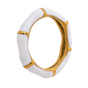 Anillo de Dedo de Joyería Esmaltada Sin Deslustre, Anillo de Aro Esmaltado Chapado en Oro - Product Image 1