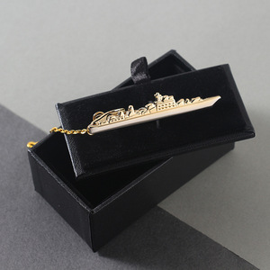 カスタムロゴメタルブランクタイクリップブラックゴールドシルバーメッキアクセサリータイクリップメンズウッド - Product Image 5