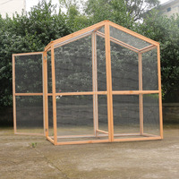 Grande cage de volaille en bois anti-corrosion pour l'intérieur et l'extérieur, poulailler et enclos à lapins avec structure en filet