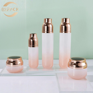 Botella de Vidrio Esmerilado de Alta Calidad con Base Redonda de 100 ml para Crema para el Cuidado de la Piel, con Tapa Dorada a Rosca, Botella de Loción Cosmética con Pulverizador Degradado - Product Image 2