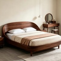 Neues chinesisch-inspiriertes Doppelbett aus massivem nordamerikanischem Schwarznussholz, gebogen, zerlegbar, 1,8 m, hochwertige Schlafzimmermöbel