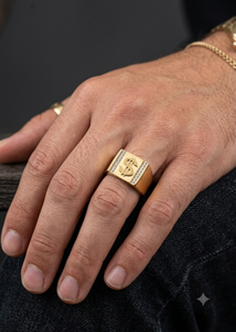 Trendy Gold Plated Copper and Brass Men's <b>Finger</b> <b>Ring</b> Classic Fashion Jewelry for Wedding Anniversary Festival Party Daily Wear - Product Image 4