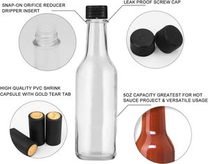Botella de Vidrio para Salsa de Chile de 100ml, 150ml, 250ml, Botella de Vidrio para Salsa Picante con Tapa de Plástico - Product Image 3