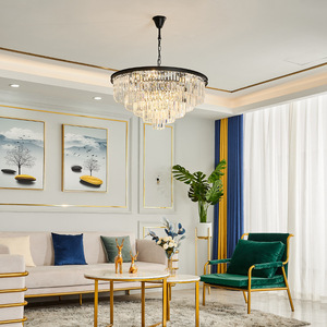 Zeal Chiếu Sáng Treo K9 <span class=keywords><strong>Crysta</strong></span> Đèn Phòng Khách Hiện Đại Sang Trọng Vàng Đen Đèn Chùm Với Pha Lê - Product Image 6