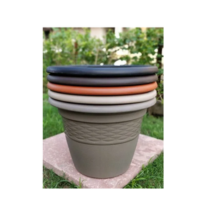 Pot de fleurs semi-rond de 13 pouces en plastique, pot décoratif pour plantes d'intérieur et d'extérieur, balcon, jardin, maison - Product Image 3