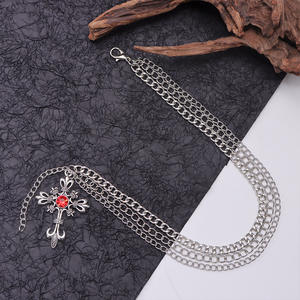 European American Fashion Multi Layer Shoe <b>Chain</b> Ruby Cross Pendant Hip Hop Cool Martin <b>Boot</b> Accessory Unisex - Product Image 4