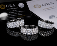 Bague Moissanite VVS1 Couleur D Certifiée GRA Trois Rangs Demi-Éternité en Argent Sterling 925 pour Femme – Fabricant de Bijoux Personnalisés