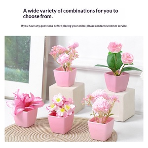 Künstliche Seidenblume <span class=keywords><strong>Mini</strong></span>-Topfpflanze Grünpflanze Kunstpflanze Deko Wohnzimmer Büro Schreibtisch Sukkulente Rosen-Stil Künstlicher Topf - Product Image 3