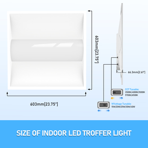 DLC Certified High Bay Workshop <b>Light</b> 2x4/2x2 <b>LED</b> Panel Troffer IP20 Rated 5-Year Warranty 5600LM <b>Dimmable</b> 3500K-6500K Color - Product Image 2