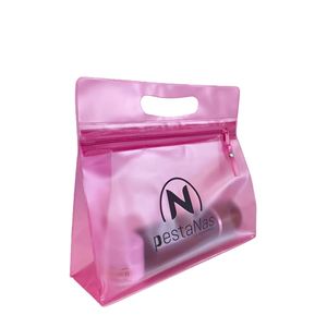 Custom Logo PVC Cosmetic Bag with Zipper and Handle, Waterproof Custom logo Transparent Bag for Promotional <b>Gift</b> Beach Bag - Product Image 3
