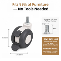 Roues doubles en TPU robustes de 3 pouces, pivotantes à 360° °   Roulettes silencieuses pour lit d'hôpital, lit de soins à domicile, armoire, table basse, chariot