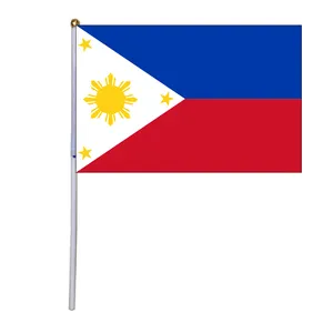 卸売 国旗フィリピン-フィリピン手を振る旗14 * 21cmフィリピンプラスチック旗竿付きの小さな国旗