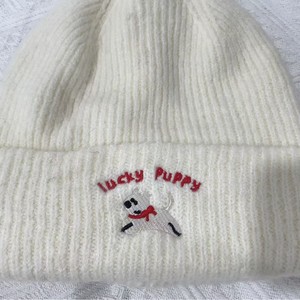 Gorro de punto con diseño de cachorro para mujer, cálido, resistente al viento, plegable, para invierno, 54-56cm, blanco, beige, caqui, azul, burdeos - Product Image 5