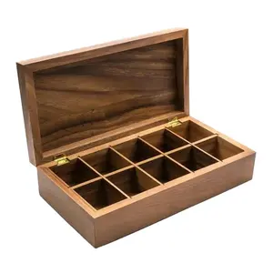 Organizador de cajones de escritorio para el hogar de lujo, bolsa de té, caja de almacenamiento de madera, caja organizadora de té al por mayor, caja de té de madera