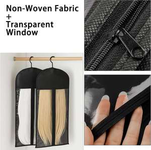 Wholesale Wig <b>Storage</b> <b>Bag</b> Dust-proof Packaging <b>Bag</b> Long Strap Clothes Hanger Non-woven Fabric Zipper <b>Plastic</b> Wig <b>Bag</b> - Product Image 3