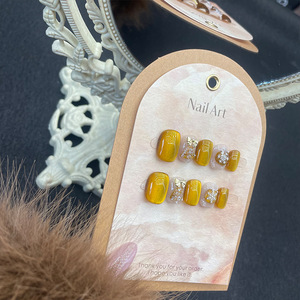 Mayorista Proveedor Hecho A Mano Oro Navidad Copo De Nieve Prensa <span class=keywords><strong>Uñas</strong></span> Corto Francés Ojo De Gato Nail Art Designs - Product Image 3