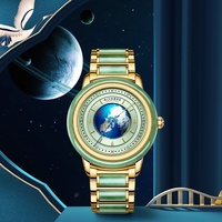 Montre-bracelet mécanique automatique unisexe de luxe en jade et jadéite, modèle planète bleue, pour couple, étanche, vente en gros et au détail, personnalisable OEM