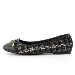 Confortable anti-dérapant été ballerines en cuir véritable casquette orteils chaussures de Ballet noir blanc Plaid Tweed grande taille sans lacet - Product Image 1