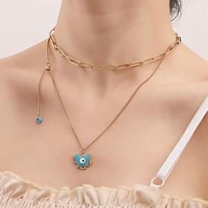 Vendita calda della fabbrica di Design creativo degli occhi del male in metallo Versatile <span class=keywords><strong>farfalla</strong></span> <span class=keywords><strong>blu</strong></span> collana pendente in oro 18k collana a catena delle donne - Product Image 2