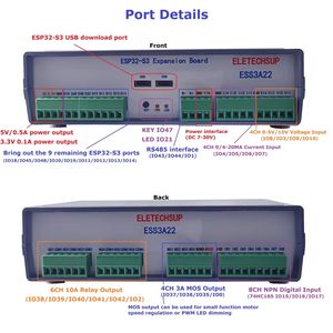 Module GPIO 26 canaux BSSY ESP32-S3, assistant <span class=keywords><strong>ESPHome</strong></span>, automatisation intelligente, <span class=keywords><strong>Ethernet</strong></span>, WiFi, relais RS485, contrôleur MOS ESS3A22 - Product Image 4