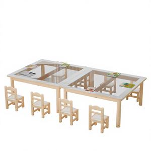 Ensemble de chaise <span class=keywords><strong>et</strong></span> de bureau multifonctionnel en <span class=keywords><strong>bois</strong></span> massif de style minimaliste moderne pour enfants, pour l'art <span class=keywords><strong>et</strong></span> les études - Product Image 1