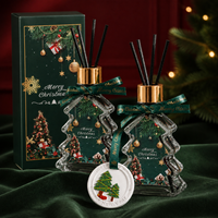 Arovi - Coffret Cadeau Diffuseur d'Arômes de Noël 100ml, Parfum d'Ambiance pour la Maison avec Ornement Rond en Gypse 35g, Boîte Personnalisée