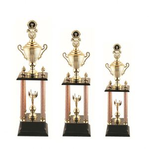 Trophées en métal WANGZHE en gros de Guangzhou, prix d'usine, coupes personnalisées gravées en forme de tour, récompense de football, or, boîte cadeau faite à la main - Product Image 5