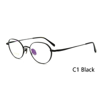 Monture de lunettes classique rétro ovale arrondie en titane, plusieurs choix de couleurs électro-plaquées