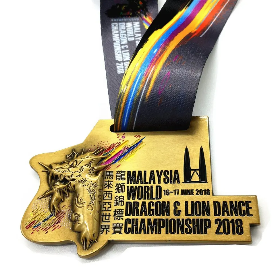 Xieyuan مخصص تصميم ماليزيا العالم التنين قارب بطولة ميداليات معدنية مع الشريط المنافسة ميدالية رياضية